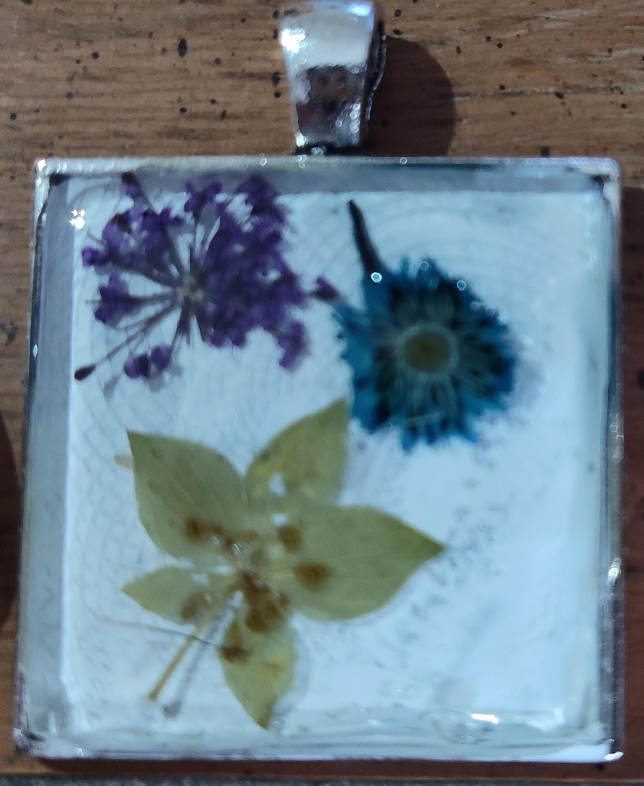 Square Flower Pendant for Non Glitter Lovers