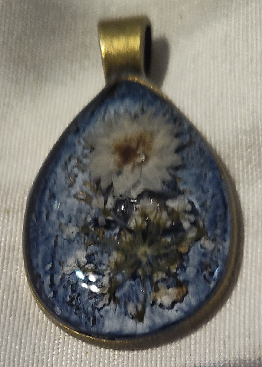 Blue White Flowers Pendant