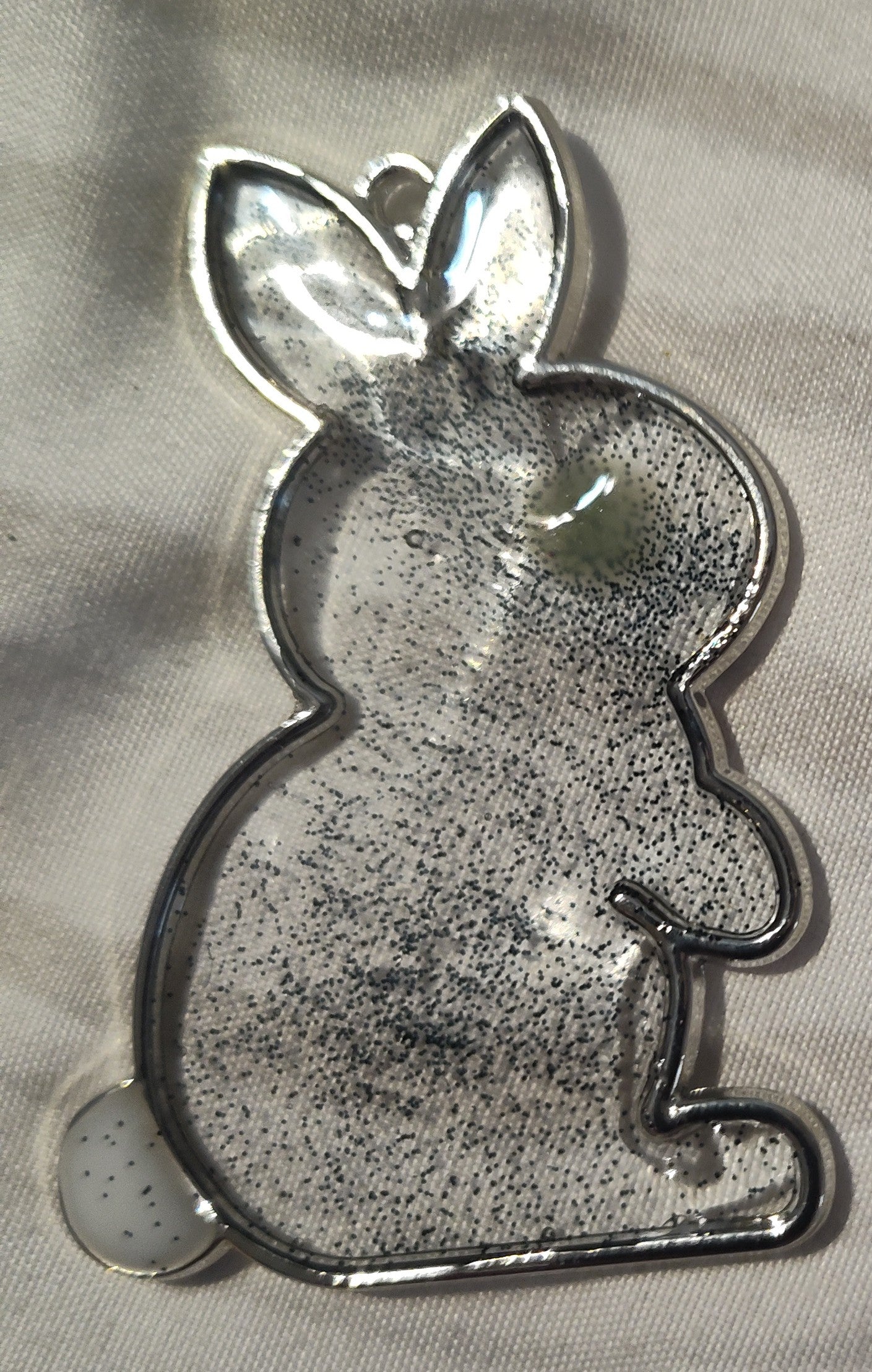Clear with black glitter Easter Bunny Pendant