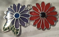 Double Flower (lavender and blue center and red and black center with green leaves) Pendant
